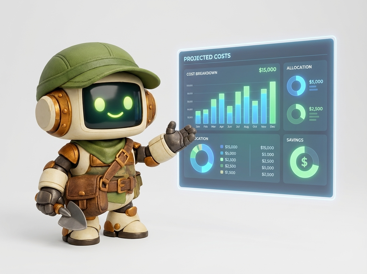 Sam presenting an organized cost breakdown dashboard